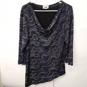 +2🔵J.B.S. Black and Blue Swirl Blouse
